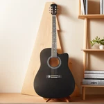 41" Black Barrel-shaped Cutaway Acoustic Folk Guitar 6 Strings W/bag Strap Tuner. Fixed Price $82.88.