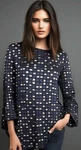 Ann Taylor Lace Top Size Small Black Blue Flared Long Sleeve Semi Sheer Nwt. Fixed Price $19.95.