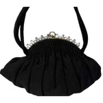 Vtg 1940S Guild Creation Black Wool Hand Bag W/ Rhinestone Sunburst Frame. Fixed Price $133.95.