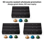90 Count Nespresso Capsules Vertuo, Variety Pack, Medium And Dark Roast Coffee. Fixed Price $105.00.