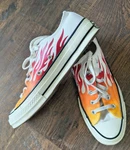 Converse Chuck Taylor All Star White Low Top Flame 8 Women's Size 10. Fixed Price $19.96.