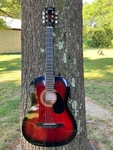 Johnson JG-100 Full Size Folk, Steel String, Acoustic Student Guitar, Red. Fixed Price $115.00.