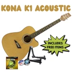 Kona K1 Series Acoustic Dreadnought Cutaway Guitar Bundle Includes Free Items. Fixed Price $199.99.