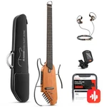 Donner Hush Acoustic Electric Guitar Headless Portable Mahogany Wood Natural. Fixed Price $144.39.