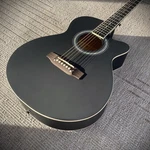 Full-size Black Acoustic Guitar, Grand Auditorium Body With Cutaway, Spruce Top. Fixed Price $72.99.